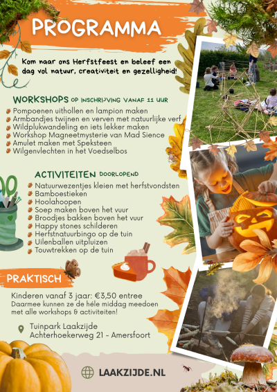 Het programma van Herfstfeest op Tuinpark Laakzijde is bekend. Het Theehuis van Land in Zicht is ook geopend. 
