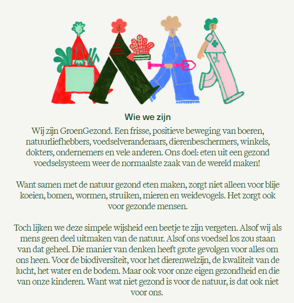 Land in Zicht uit Amersfoort Vathorst steunt GroenGezond. Samen gaan we met een grote publiekscampagne GroenGezond zichtbaar maken door heel Nederland. We laten zien dat gezonde voeding, gezonde landbouw, gezonde dieren, gezonde natuur en gezonde mensen onlosmakelijk met elkaar verbonden zijn. We vertellen de verhalen van boeren, dokters, de natuur en consumenten, en promoten hun oplossingen.