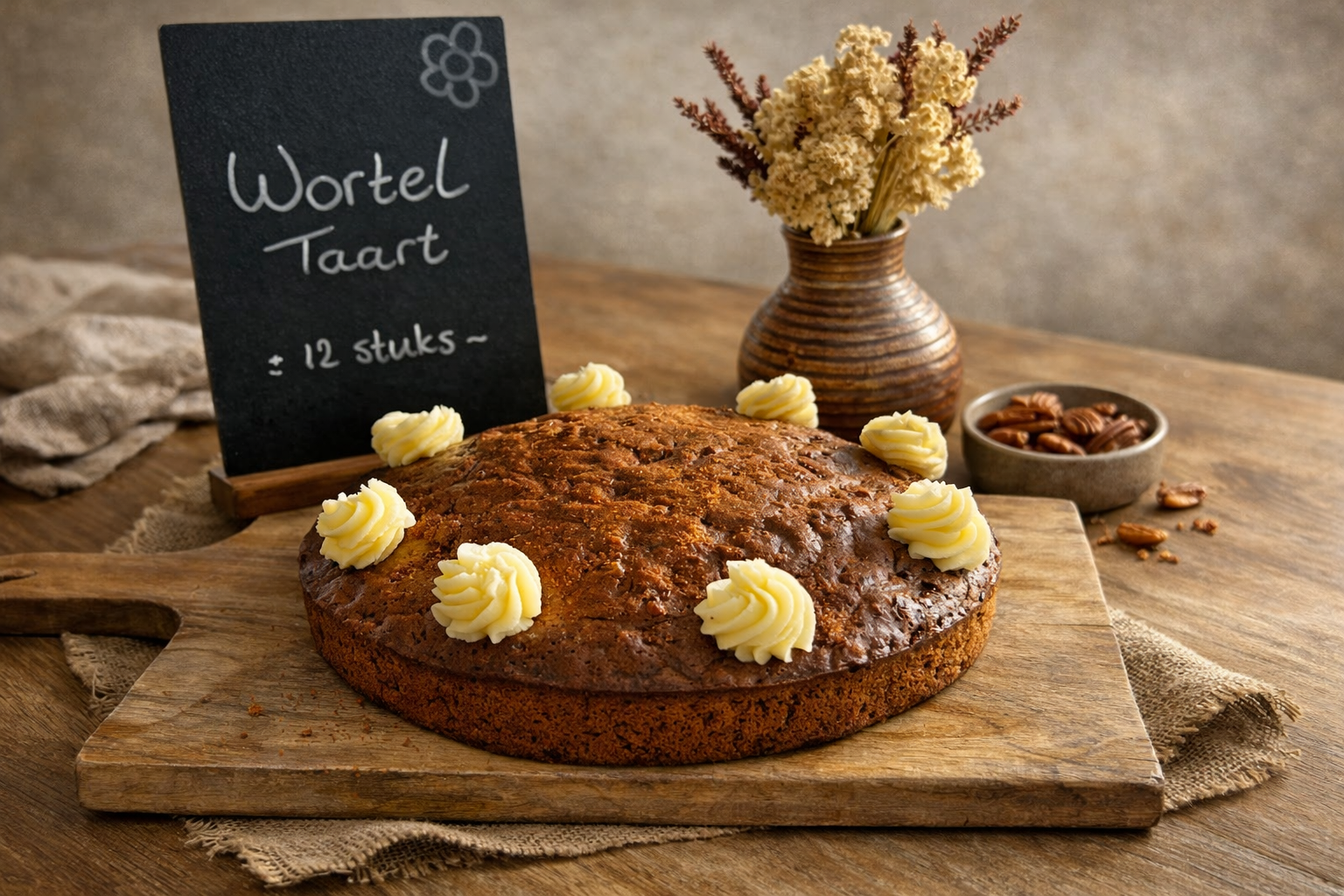 Worteltaart Theehuis Land in Zicht Amersfoort Ambachtelijke worteltaart met roomtoefjes, vers gebakken en huisgemaakt bij Land in Zicht Theehuis Amersfoort. Taarten bestellen Amersfoort kan bij ons.