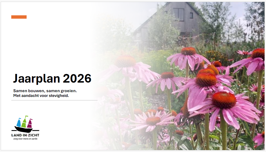 Het jaarplan 2026 van Land in Zicht is klaar. In dit plan beschrijven we hoe we in 2026 verder bouwen aan een stevige, groene en sociale plek op Tuinpark Laakzijde, aan de rand van Amersfoort.