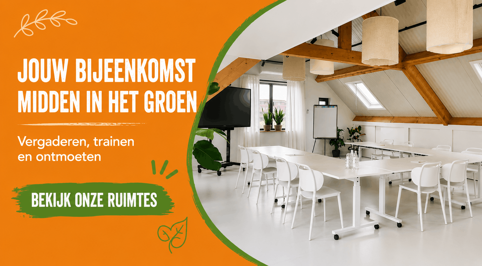 Zoek je dit najaar een ruimte in amersfoort omgeving, huur een ruimte bij land in zicht. Centraal gelegen in amersfoort vathorst, catering in huis en een groene omgeving. Neem contact op met Brenda Dijkhuizen.